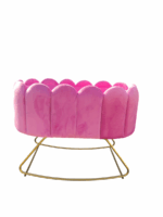 Modern Velvet Wooden Baby Crib Cot Rocker-Pink - Image 3
