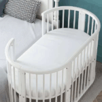Multi-functional 5 in 1 Convertible Modern Wooden Baby Crib Cot with Wheels - Image 7