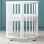 Multi-functional 5 in 1 Convertible Modern Wooden Baby Crib Cot with Wheels - Image 5