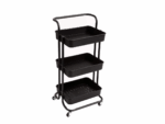 3 Tier Rolling Storage Trolley for Kitchen, Bathroom, Office, Workshop - Black - Image 2