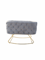 Modern Velvet Wooden Baby Crib Cot Rocker-Pink - Image 6