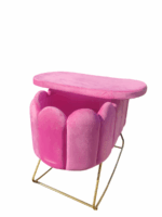 Modern Velvet Wooden Baby Crib Cot Rocker-Pink - Image 2