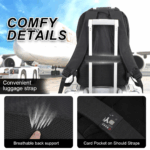 Anti-Theft Backpack Laptop Bag with USB Charging &Headphone Port & Lockable - Black - Image 3