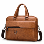 Captain-K PU Leather Waterproof Laptop Bag-Khaki - Image 2