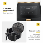 6 Litre Air Fryer - Multi-cooker - Large Capacity - Black - Image 5