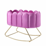 Modern Velvet Wooden Baby Crib Cot Rocker-Pink