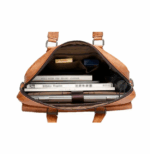 Captain-K PU Leather Waterproof Laptop Bag-Khaki - Image 4