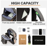 Anti-Theft Lock Sling Chest Bag Shoulder Crossbody With USB Port - Black - Image 4