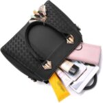 Leather Large Capacity Luxury Handbags-Black - Image 3