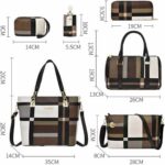 6PCS-Leather Womens Handbags-Tote Shoulder Purses Bags-Brown - Image 2