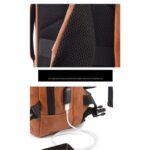 Leather Waterproof Business- Travel-All purpose Laptop Backpack-Khaki - Image 5