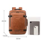 Leather Waterproof Business- Travel-All purpose Laptop Backpack-Khaki - Image 4