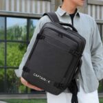 Leather Waterproof Business- Travel-All purpose Laptop Backpack-Black - Image 2