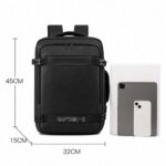 Leather Waterproof Business- Travel-All purpose Laptop Backpack-Black - Image 3
