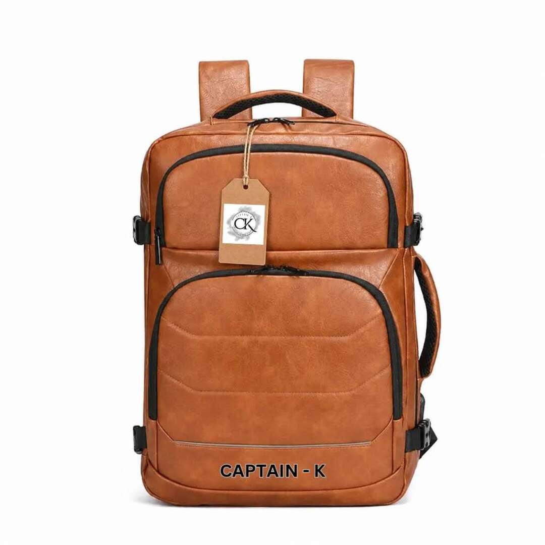 mmexport1780647750089 Leather Waterproof Business- Travel-All purpose Laptop Backpack-Khaki - Image 1